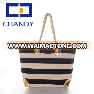 Stripe Canvas Rope Handle Beach Bag Wholesale