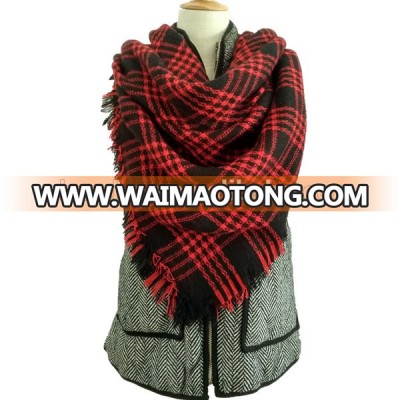 Stock Pashmina Oversize Square plaid scarf