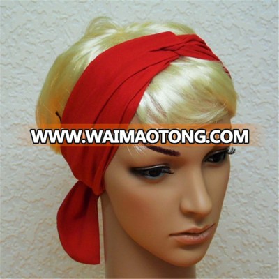 Red polyester crepe long headscarf