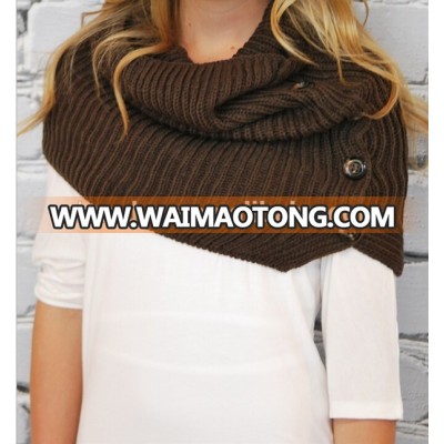 Winter Fashion Buttons Knitted Infinity Scarf Wholesale